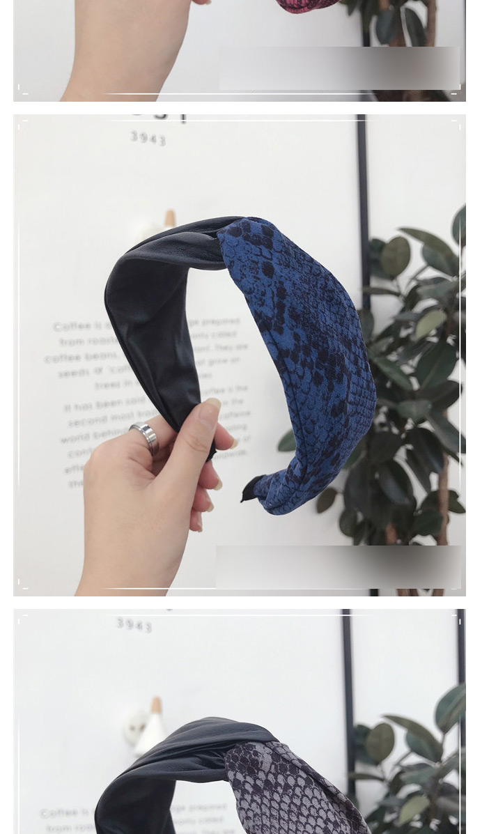 Fashion Blue Snake Pu Suede Cross Hit Color Hook Hook Headband,Head Band
