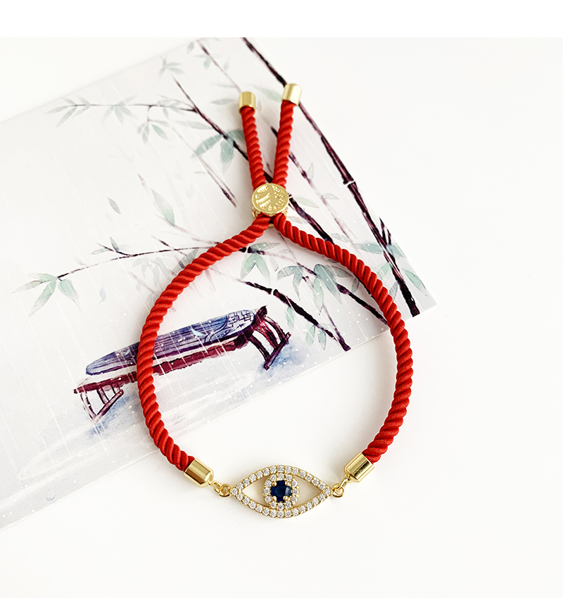 Fashion Navy Copper Inlay Zircon Eye Braided Rope Bracelet,Bracelets