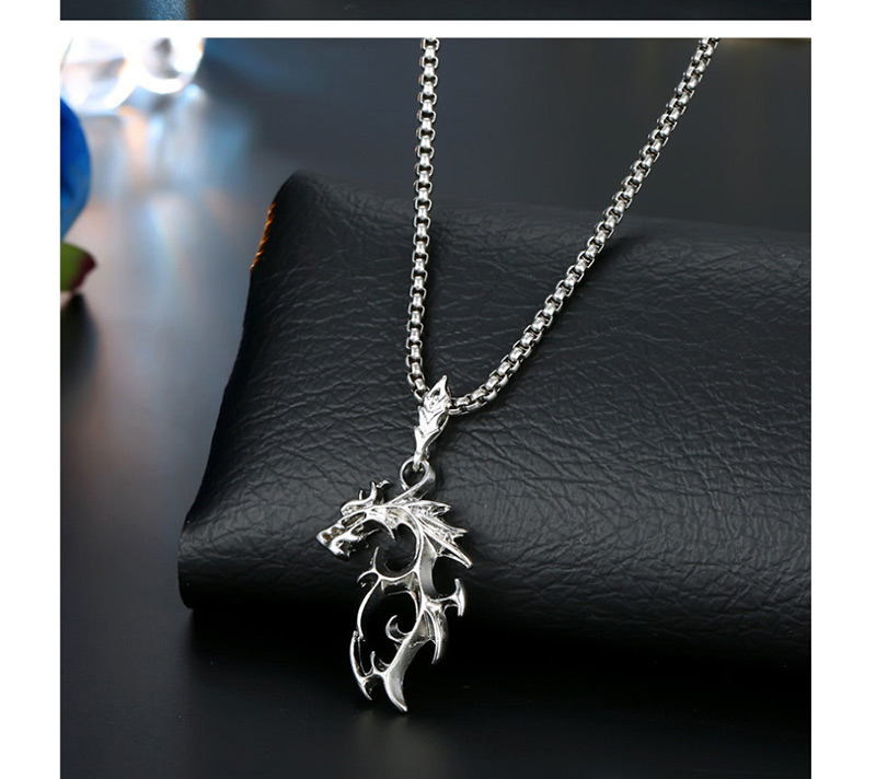 Fashion Dragon Silver Motorcycle Horn Necklace,Pendants