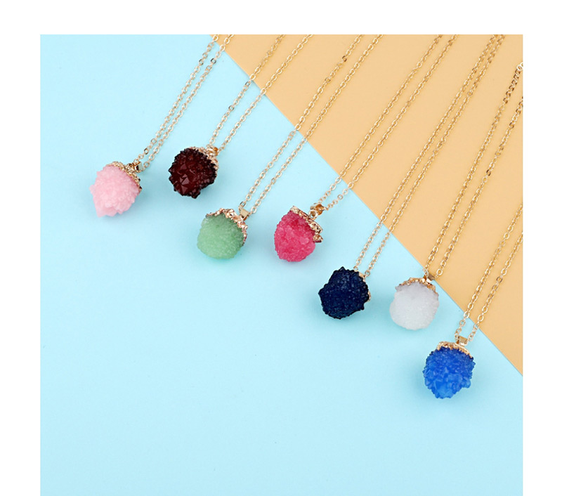 Fashion Dark Blue Yangmei Ball Imitation Natural Stone Resin Necklace,Pendants