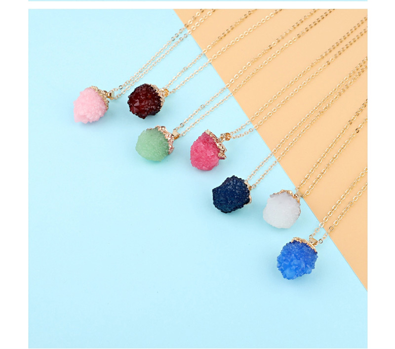 Fashion Pink Yangmei Ball Imitation Natural Stone Resin Necklace,Pendants