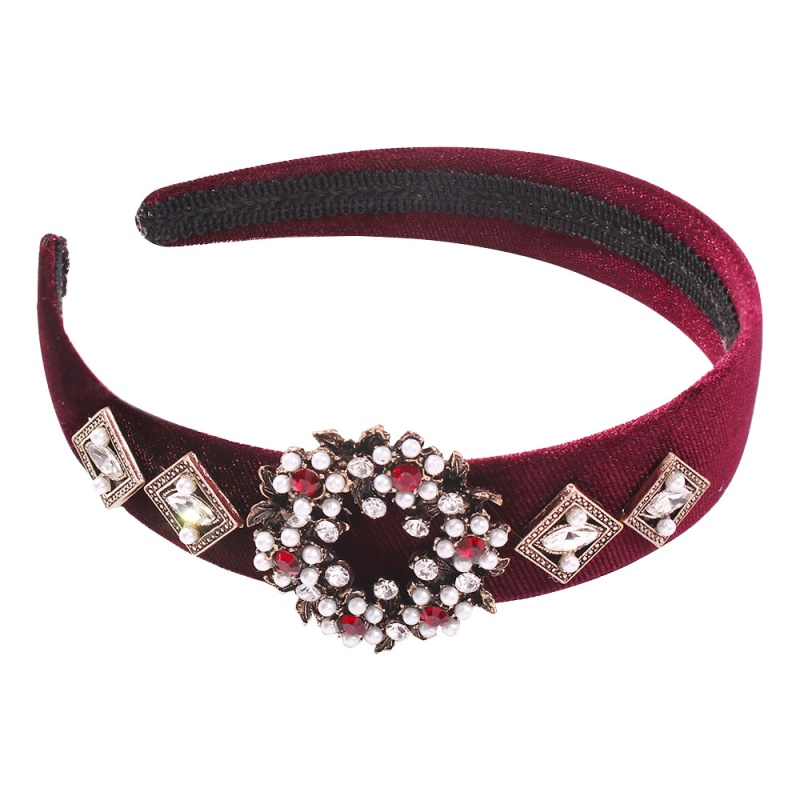 Fashion Red Wine Alloy Diamond Flower Headband,Head Band