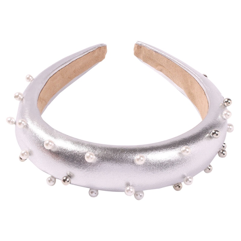 Fashion Silver White Sponge Alloy Pearl Headband,Head Band