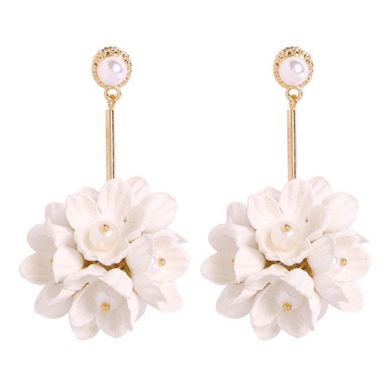 Fashion Light Blue (pearl) Alloy Pearl Flower Earrings,Drop Earrings