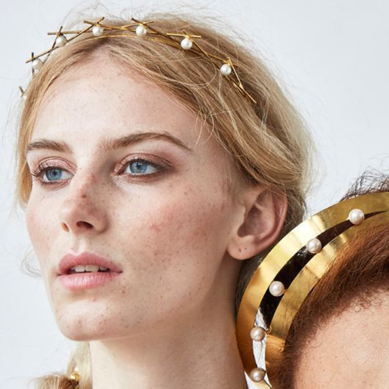 Fashion Golden Imitation Drill Alloy Diamond Pearl Headband,Head Band