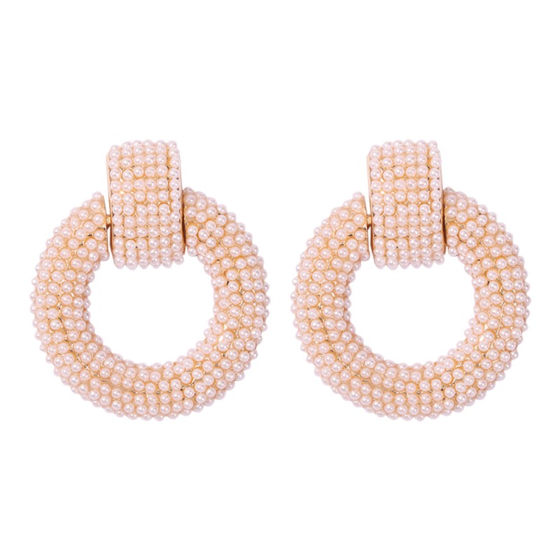 Fashion Gold Alloy Pearl Circle Earrings,Drop Earrings