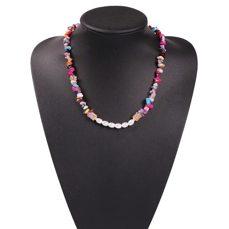 Fashion Black Alloy Natural Stone Pearl Necklace,Crystal Necklaces