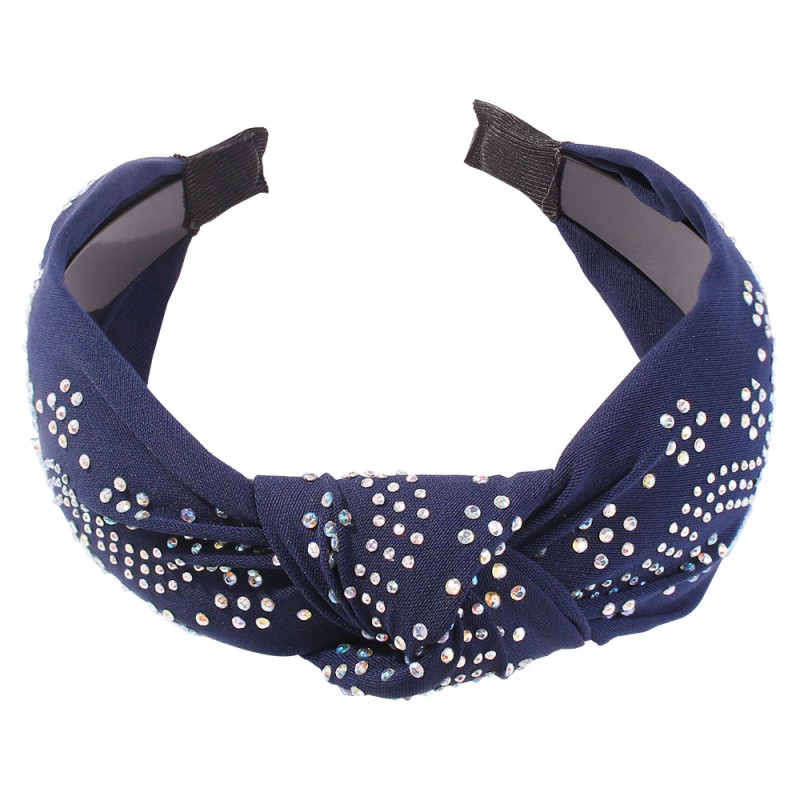 Fashion Navy Blue Chiffon-studded Knotted Headband,Head Band