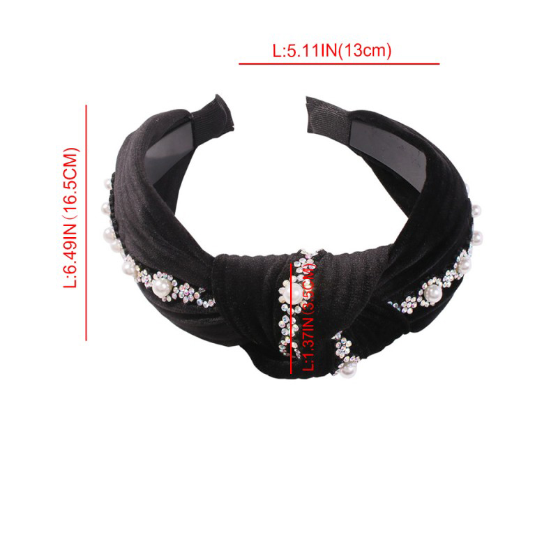 Fashion Red Wine Gold Velvet Pearl Studded Knotted Headband,Head Band