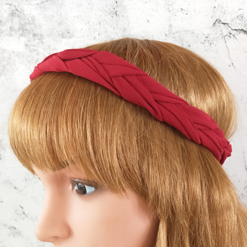 Fashion Red Wine Chiffon Braided Hair Band,Hair Ribbons