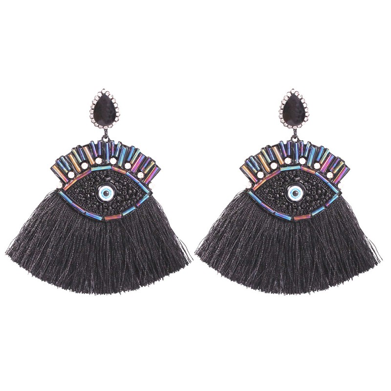 Fashion Black Alloy Diamond Beads Beads Tassel Earrings,Drop Earrings