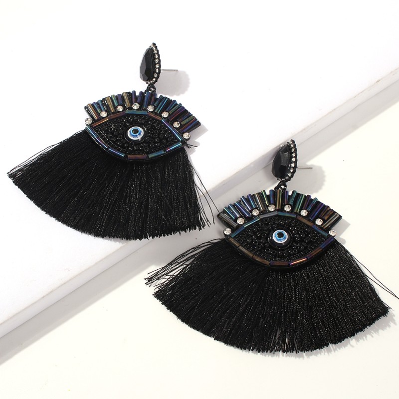 Fashion Black Alloy Diamond Beads Beads Tassel Earrings,Drop Earrings