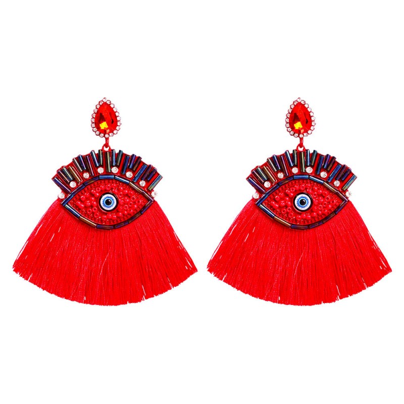 Fashion Red Alloy Diamond Beads Beads Tassel Earrings,Drop Earrings