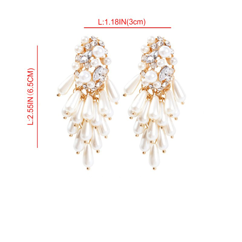 Fashion Gold Alloy Diamond-studded Tassel Earrings,Drop Earrings