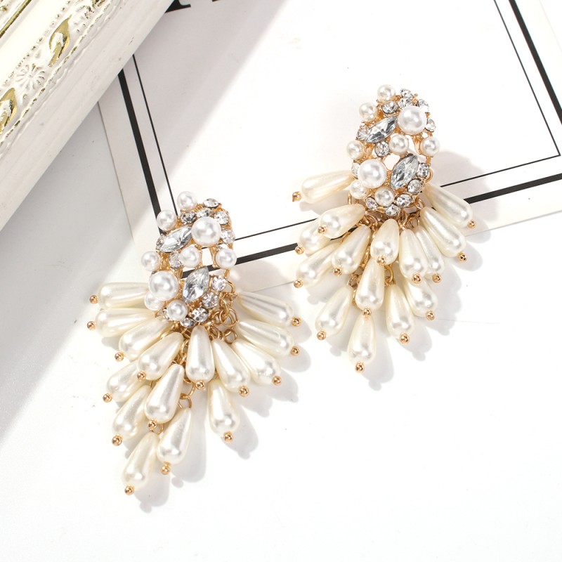 Fashion Gold Alloy Diamond-studded Tassel Earrings,Drop Earrings