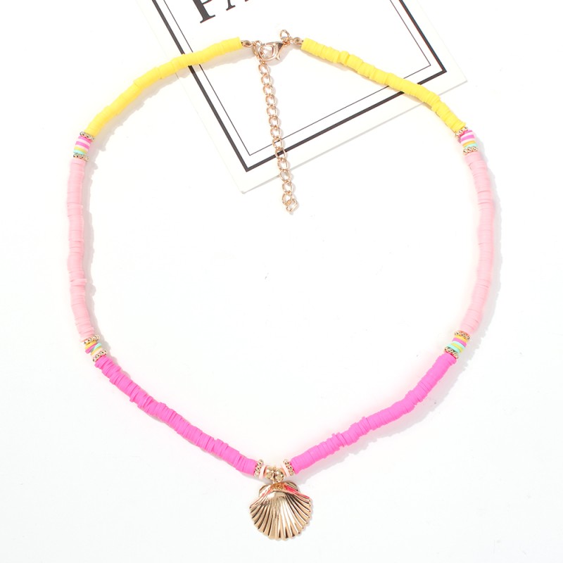 Fashion Yellow Powder Rose Red Shell Alloy Resin Shell Pearl Necklace,Pendants