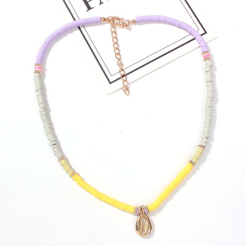Fashion Yellow Pink Blue Shell Alloy Resin Shell Pearl Necklace,Pendants