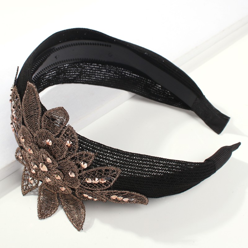 Fashion Gray Mesh Embroidery And Diamond Flower Headband,Head Band