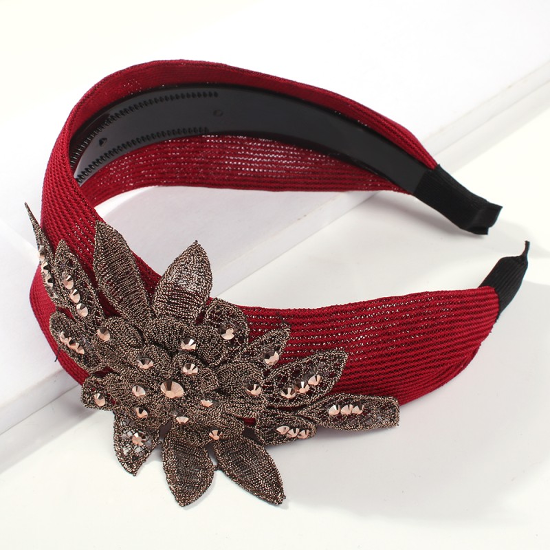 Fashion Gray Mesh Embroidery And Diamond Flower Headband,Head Band