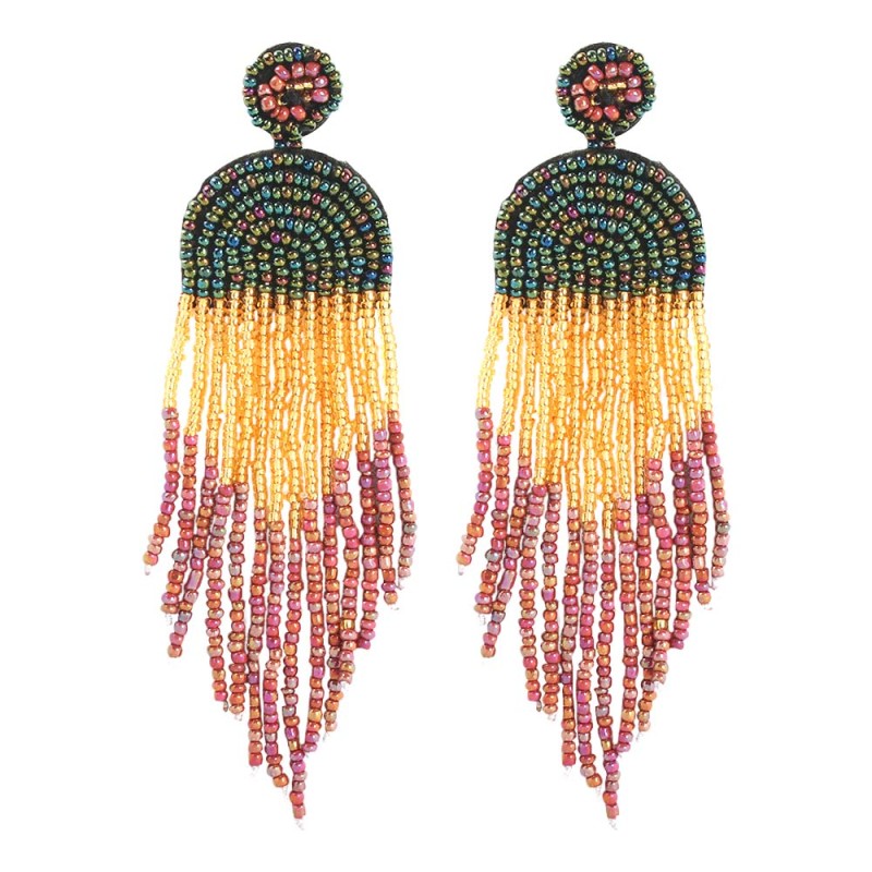 Fashion Red Alloy Rice Beads Tassel Earrings,Drop Earrings