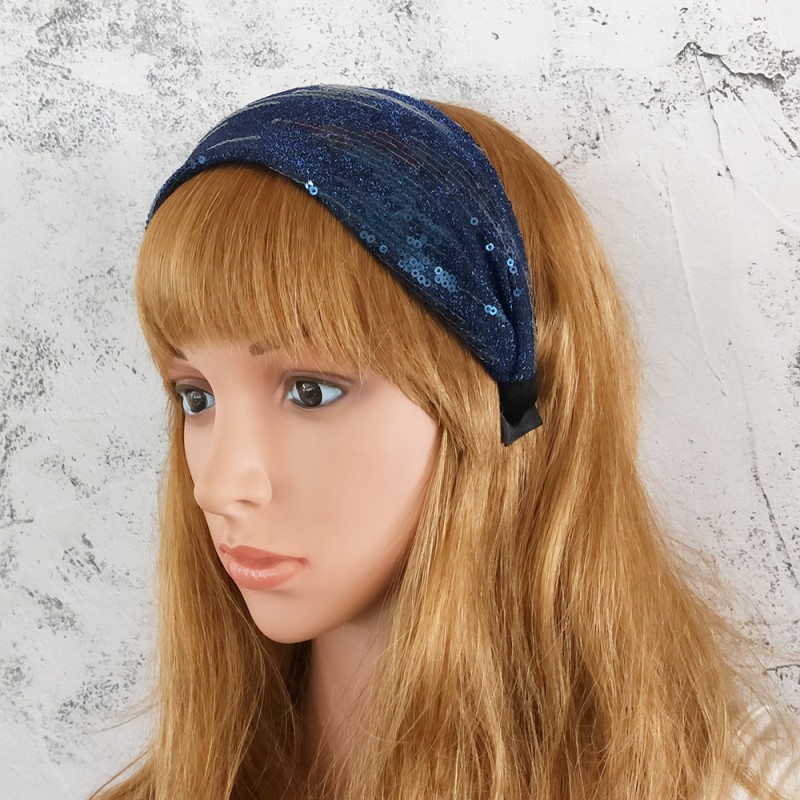 Fashion Blue Cloth Sequins Glossy Headband,Head Band