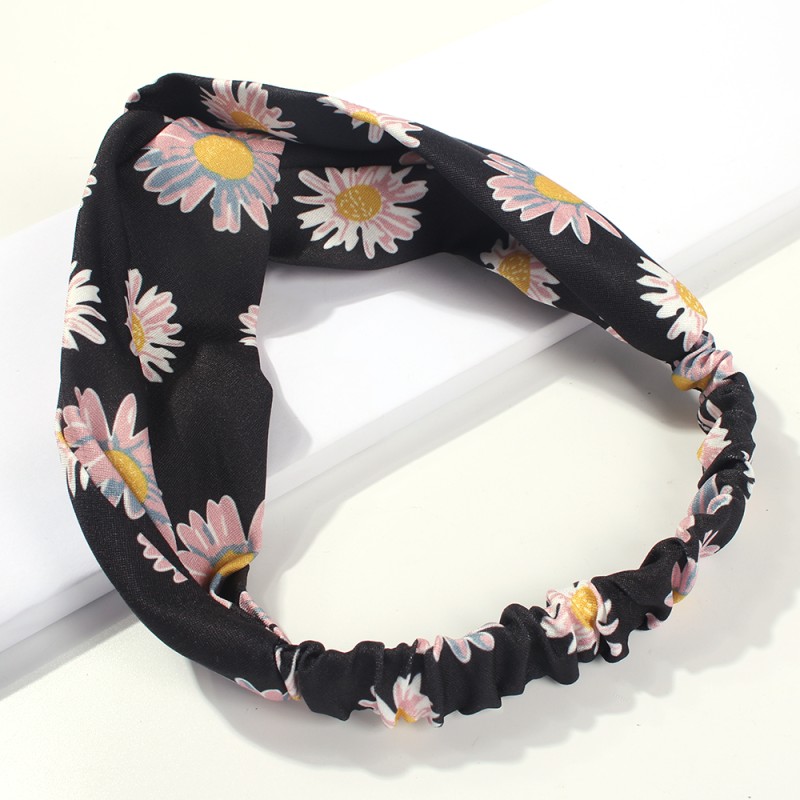 Fashion Apricot Cloth Daisy Print Headband,Hair Ribbons