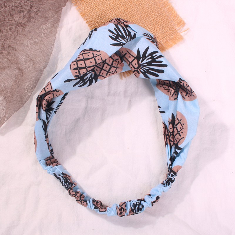 Fashion Blue Cloth Pineapple Print Headband,Hair Ribbons