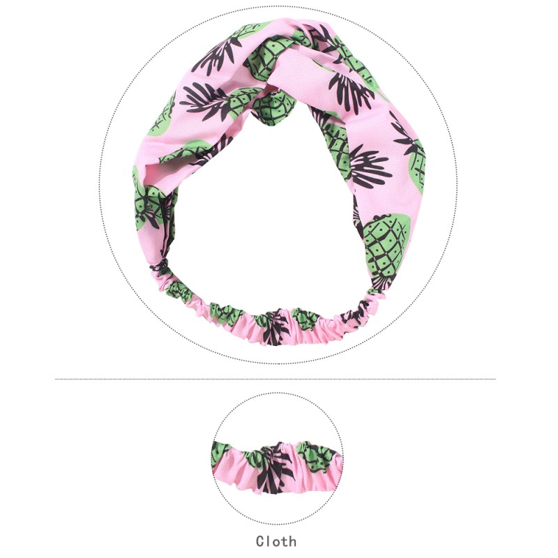 Fashion Pink Greenish Cloth Pineapple Print Headband,Hair Ribbons