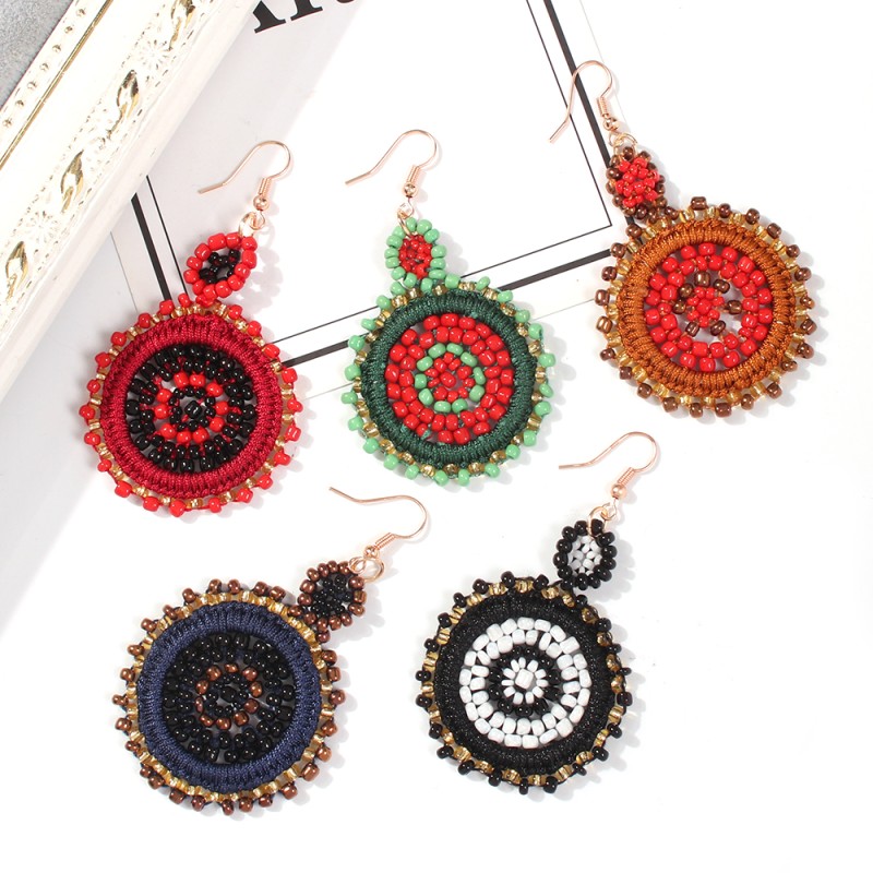 Fashion Ginger Yellow Alloy Rice Beads Rope Round Earrings,Drop Earrings