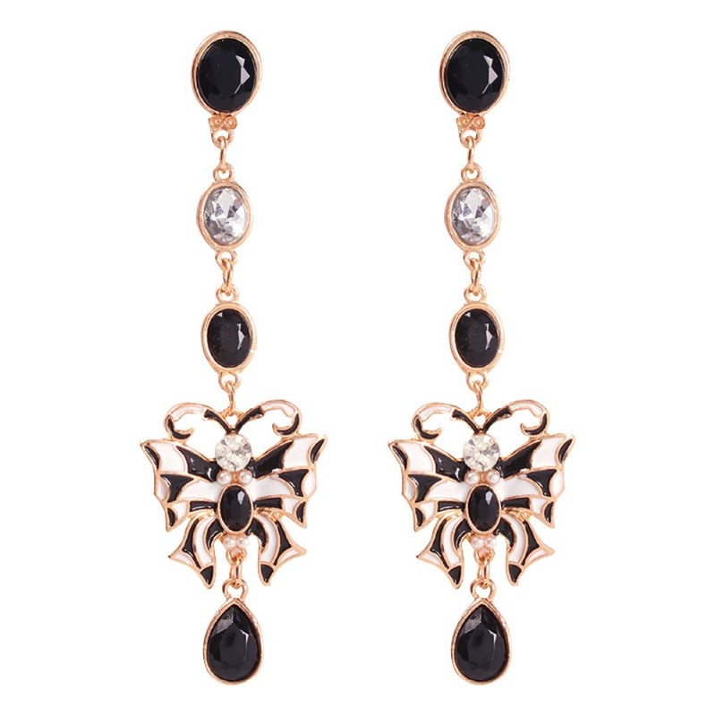 Fashion Black Alloy Diamond Butterfly Stud Earrings,Drop Earrings