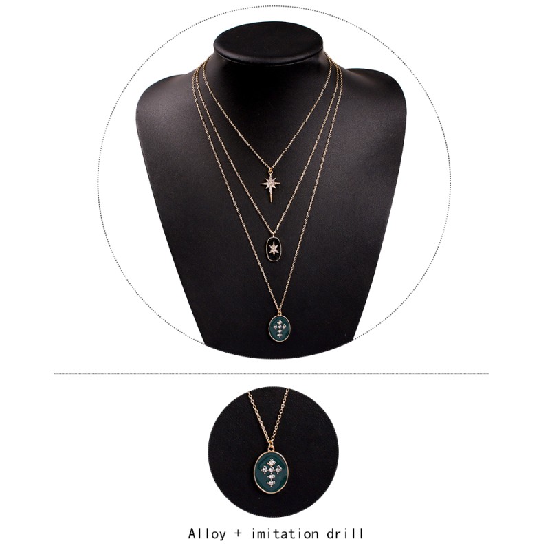 Fashion Gold Alloy Diamond Multi-layer Necklace,Multi Strand Necklaces