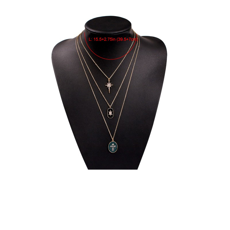 Fashion Gold Alloy Diamond Multi-layer Necklace,Multi Strand Necklaces