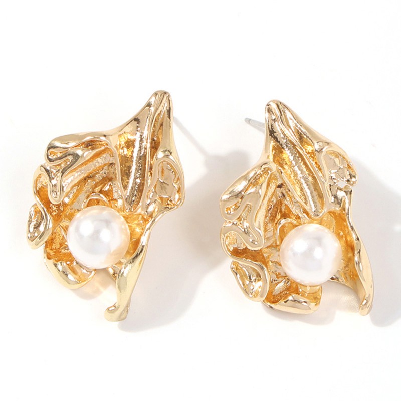 Fashion Gold Alloy Pearl Geometric Shell Stud Earrings,Stud Earrings