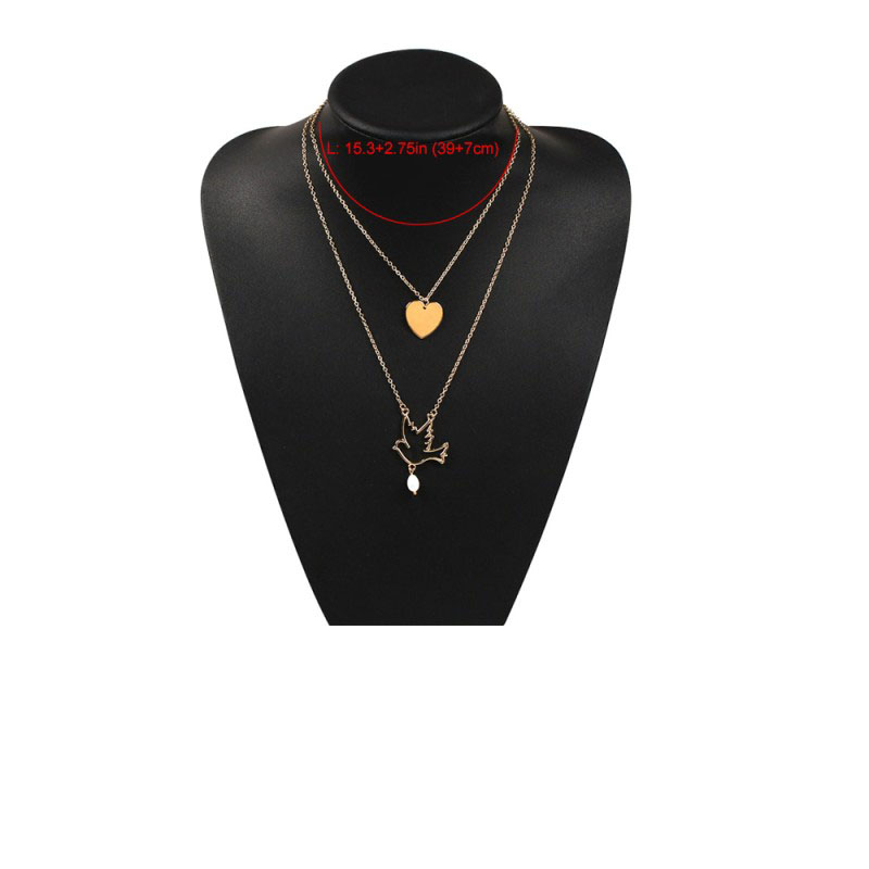 Fashion Gold Alloy Love Bird Double Layer Necklace,Multi Strand Necklaces
