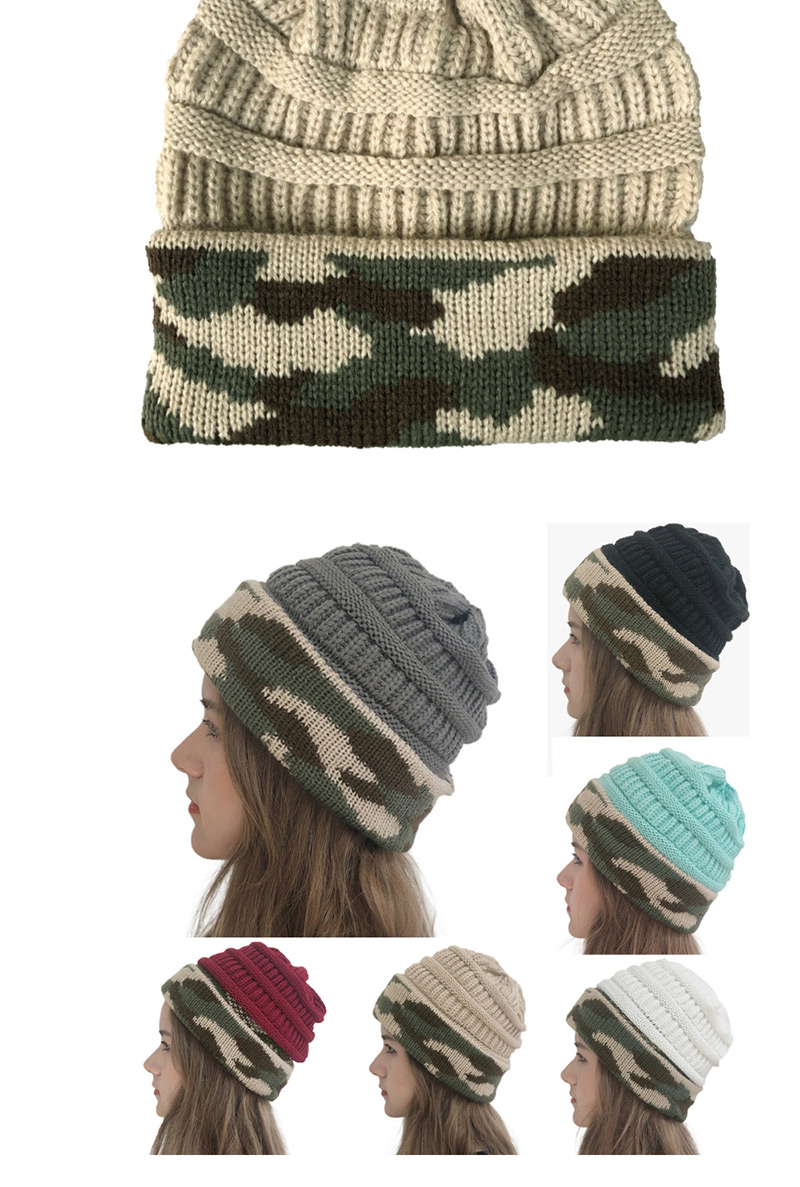 Fashion White Camouflage Wool Cap,Knitting Wool Hats