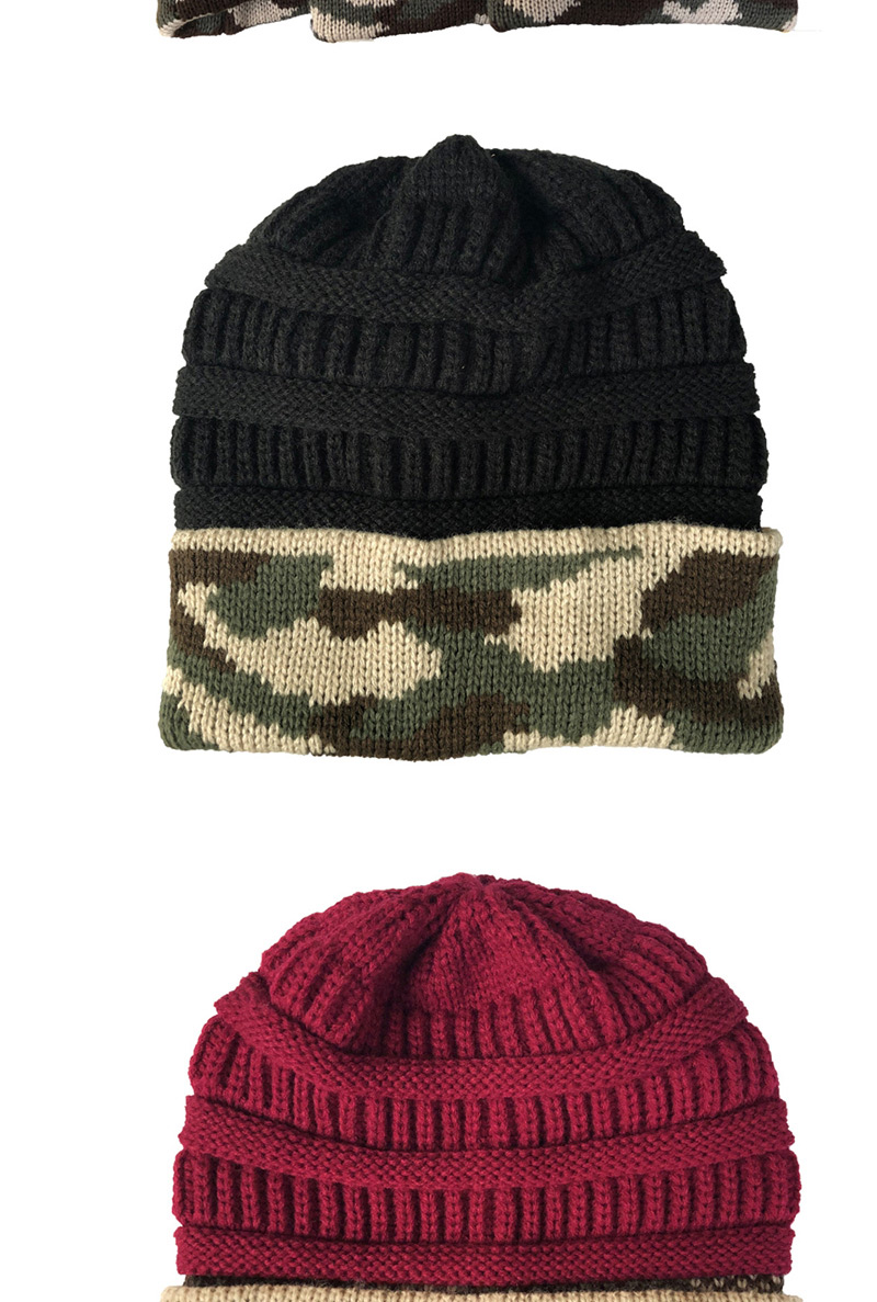 Fashion Dark Gray Camouflage Wool Cap,Knitting Wool Hats