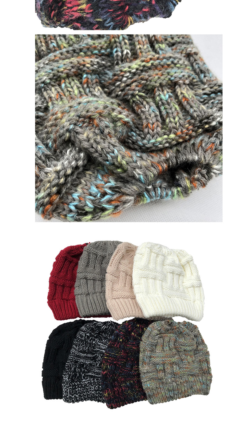 Fashion Pure Gray Warm Bamboo Wool Cap,Knitting Wool Hats
