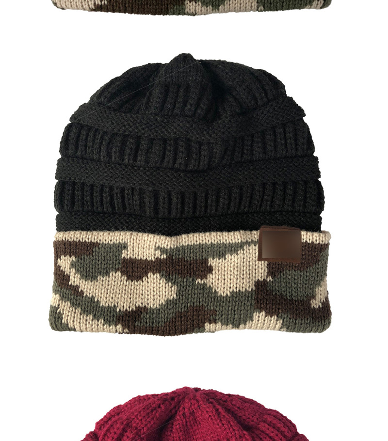 Fashion Dark Gray Cc Camouflage Wool Cap,Knitting Wool Hats