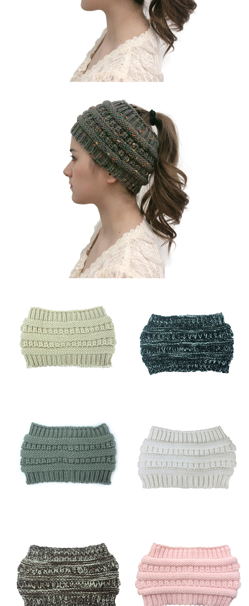 Fashion White Yarn Knitted Widened Top Striped Wool Hat,Knitting Wool Hats