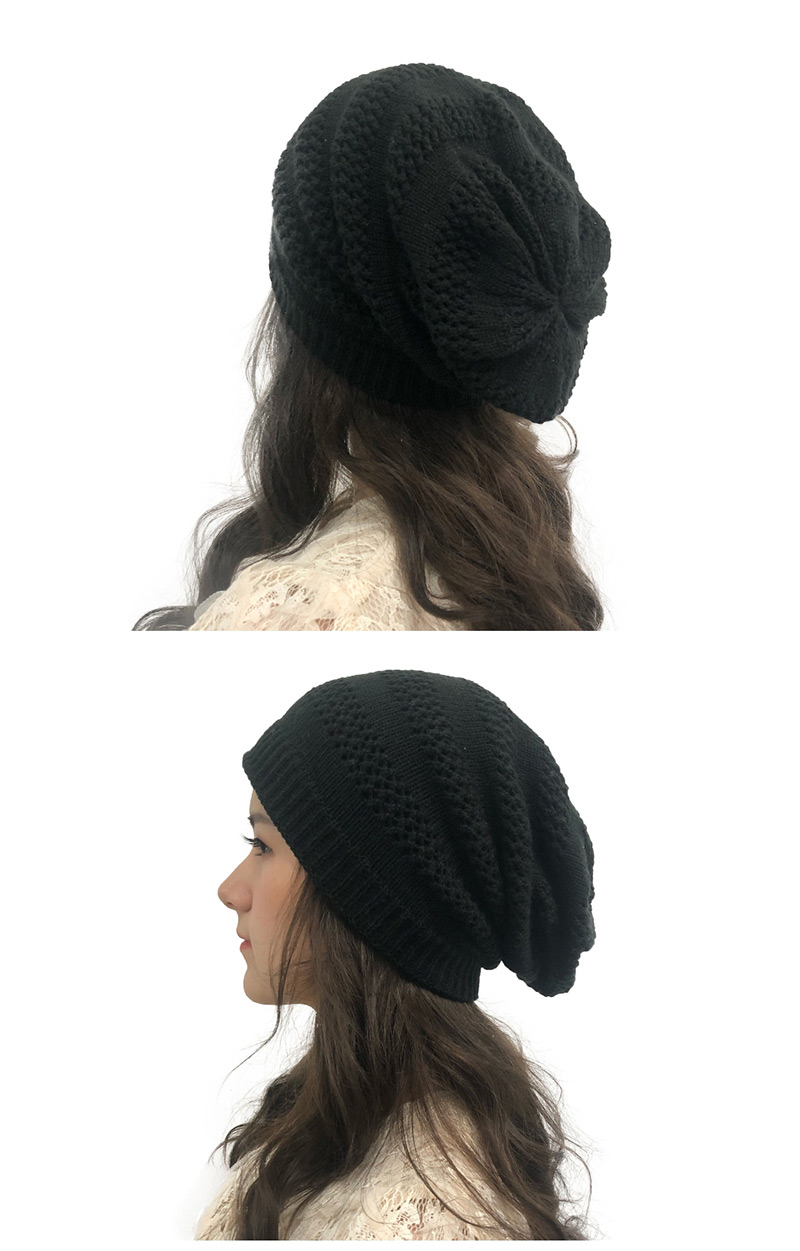 Fashion Light Gray Openwork Knit Double Hat,Knitting Wool Hats