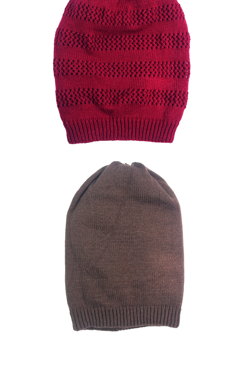 Fashion Light Gray Openwork Knit Double Hat,Knitting Wool Hats
