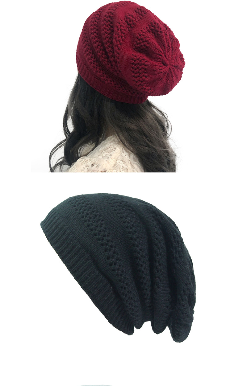 Fashion Black Openwork Knit Double Hat,Knitting Wool Hats