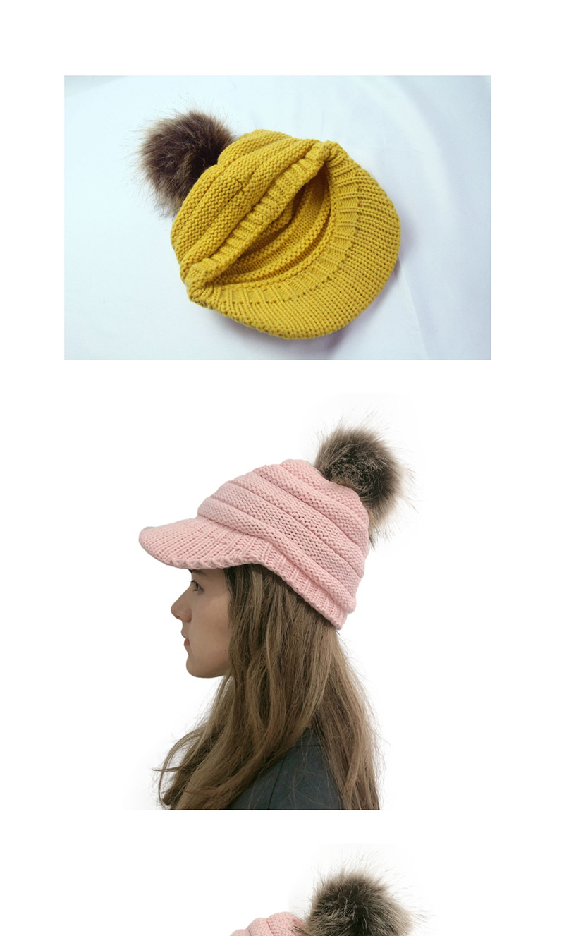 Fashion Pink Wool Ball Cap,Knitting Wool Hats
