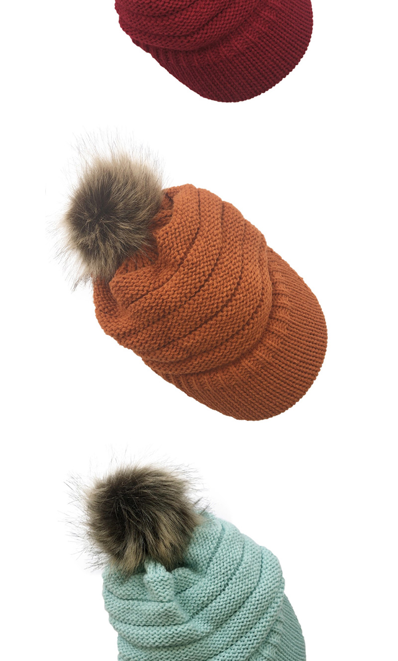 Fashion Pink Wool Ball Cap,Knitting Wool Hats