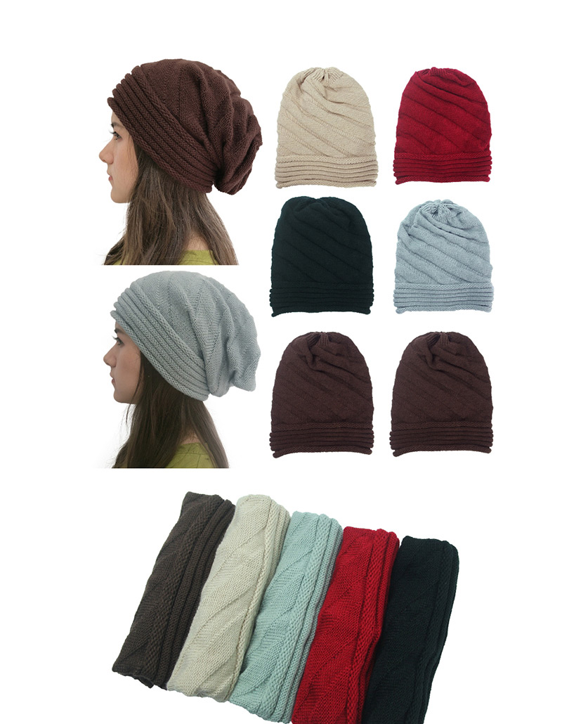 Fashion Beige Twill Pleated Cap,Knitting Wool Hats