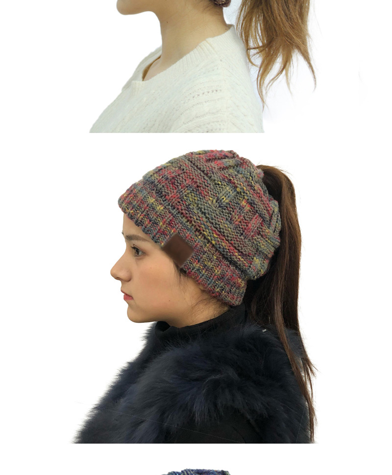Fashion Color Rice Cc Labeling Knitted Wool Cap,Knitting Wool Hats