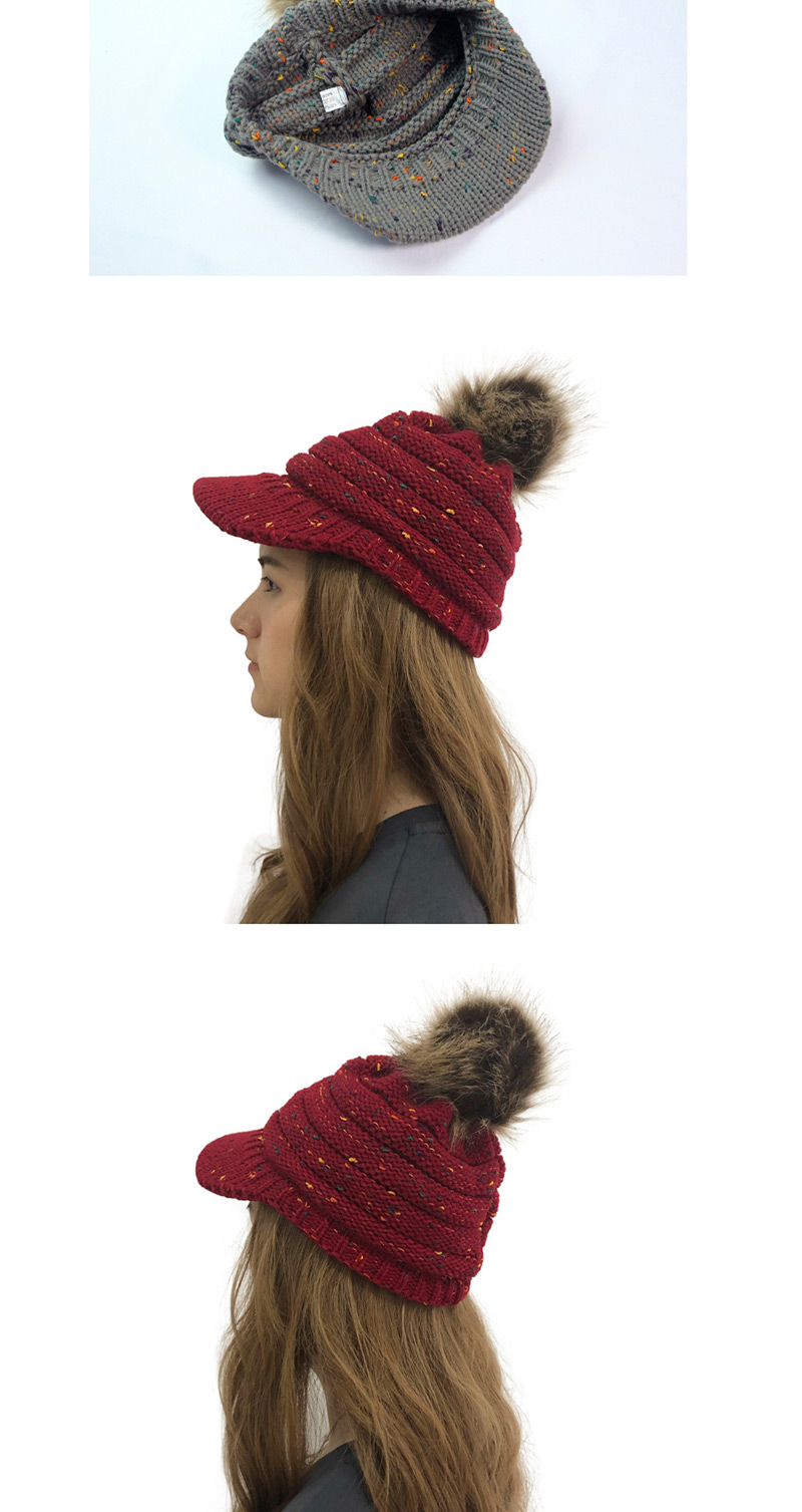 Fashion Iron Embroidered Red Dot Color Point Mixed Color Hat 檐 Knit Hat,Knitting Wool Hats