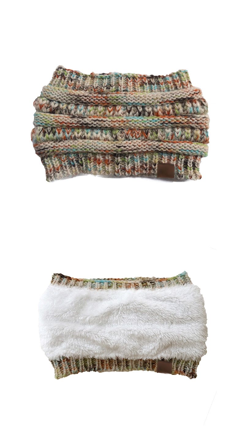 Fashion White Flower Cc Label Knitting Plus Pile Headband,Knitting Wool Hats