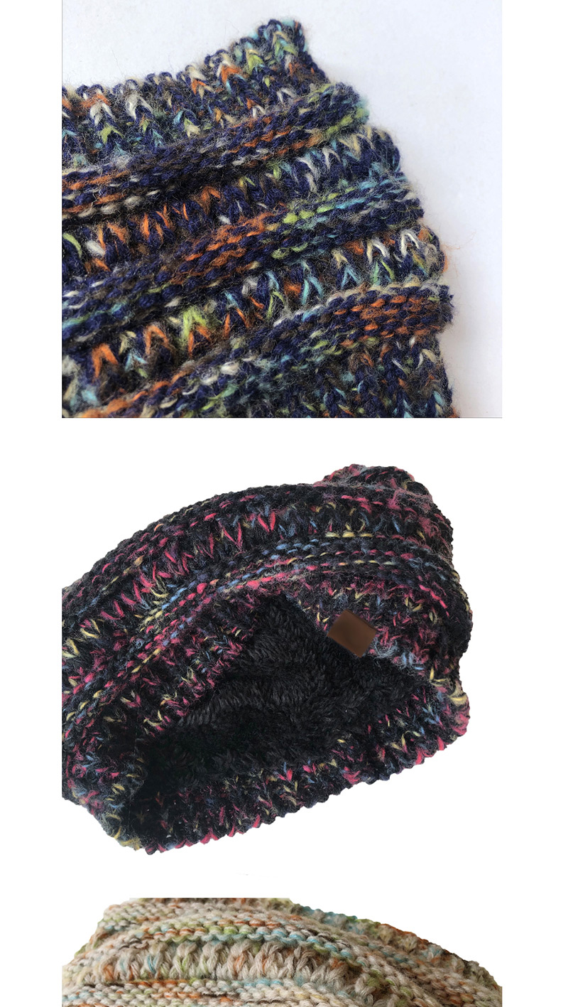 Fashion White Flower Cc Label Knitting Plus Pile Headband,Knitting Wool Hats