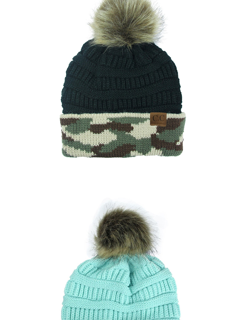 Fashion Blue Cc Camouflage Ball Knit Wool Hat,Knitting Wool Hats